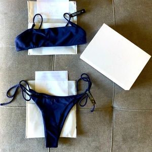 Ark Swimwear Navy Blue Minimal Bikini Set in XS